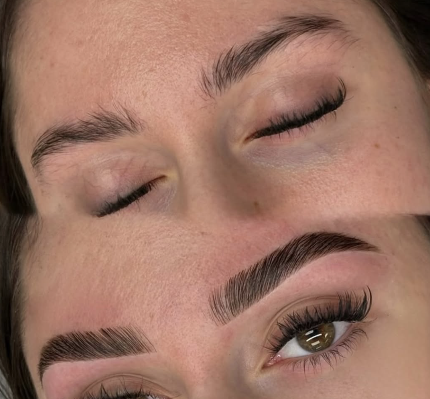 Brow lamination with lashes